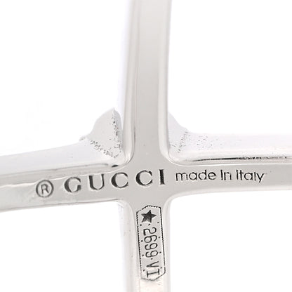 Gucci 18K White Gold Diamond Running G Cross Ring 55 7.25 5 of 5