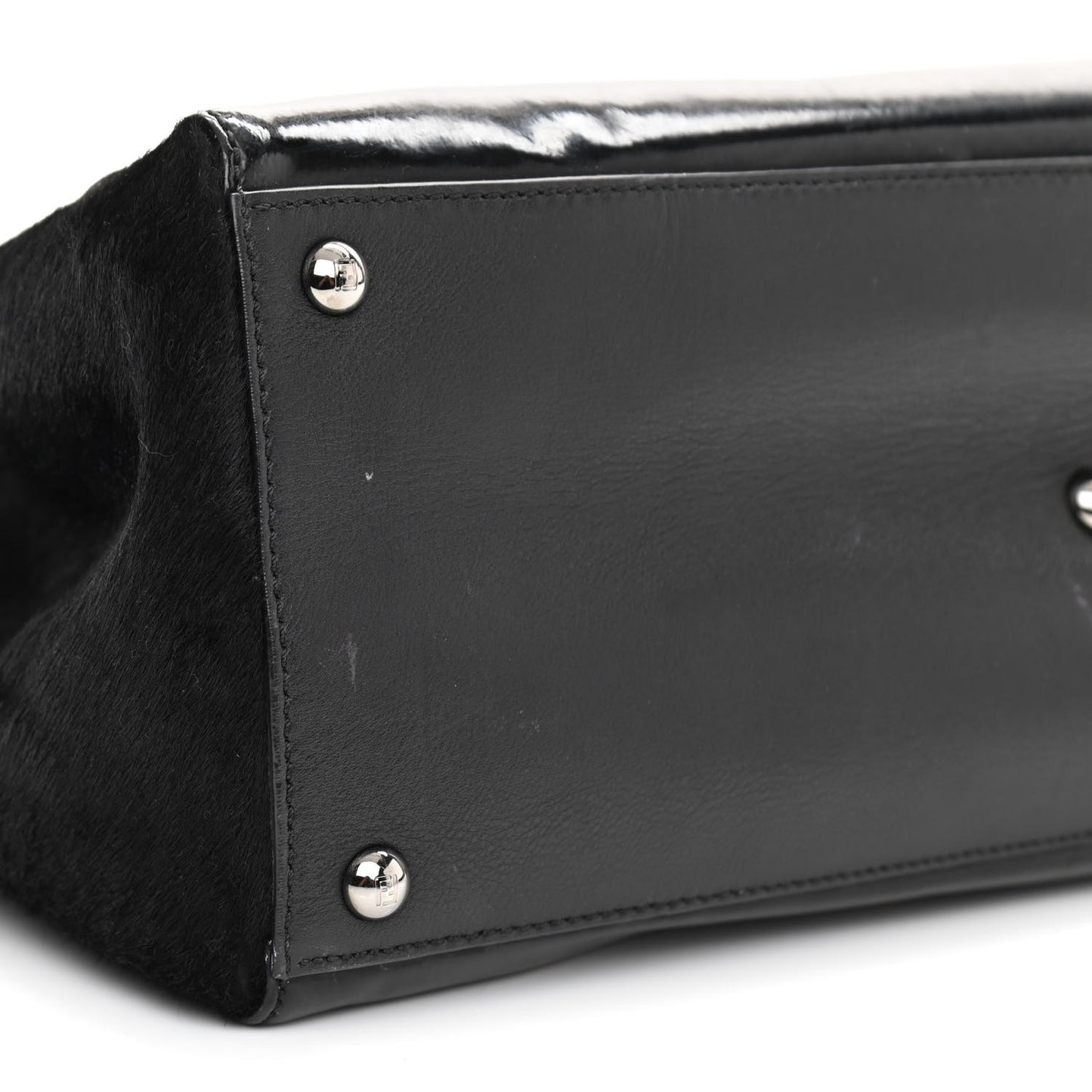 Patent Calf Hair Studded Regular 2Jours Tote Black