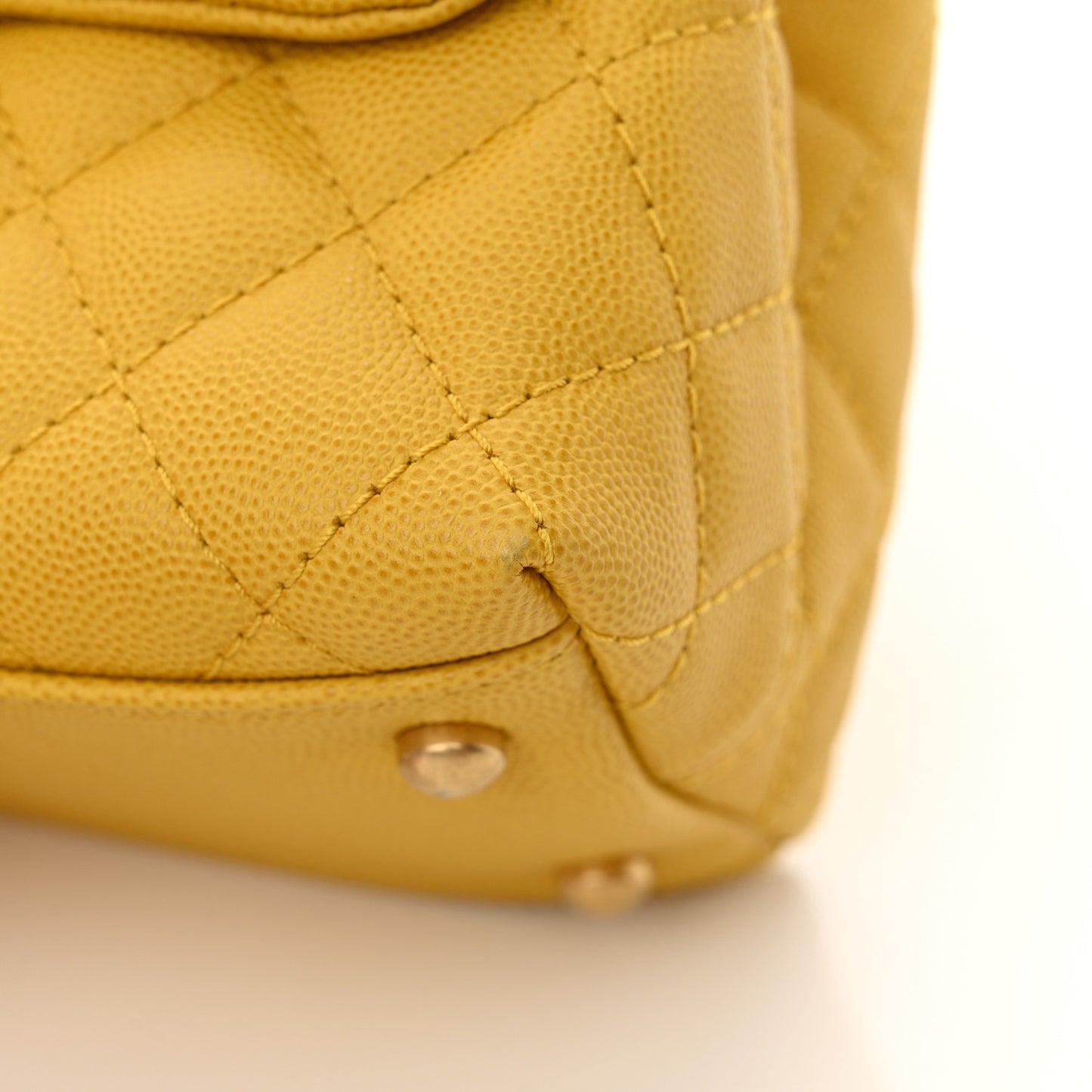 Caviar Quilted Small Coco Handle Flap Yellow