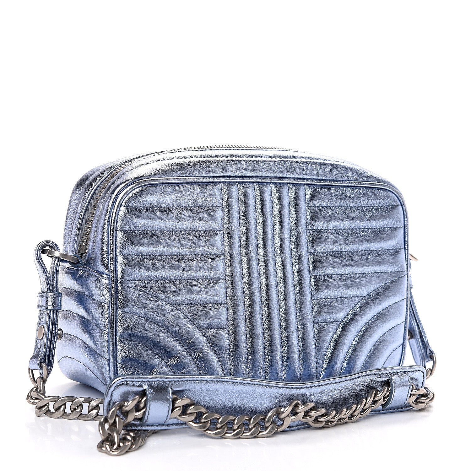 Prada Metallic Nappa Impunture Diagramme Crossbody Pervinca Mordore 2 of 7