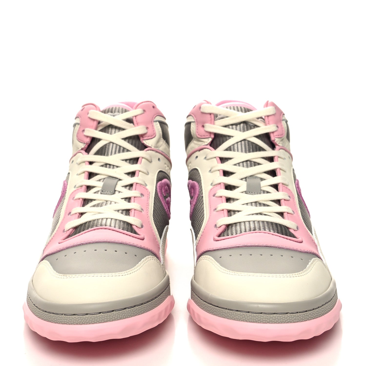Gucci Dali Calfskin Mesh Women's Mac80 Hightop Sneakers 39 Off White Grey Sky Light Rose 2 of 8