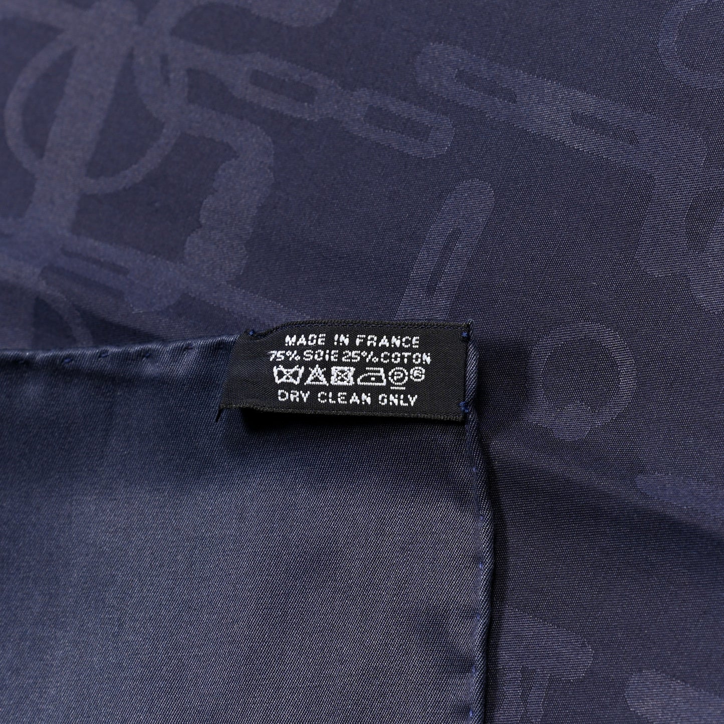 Silk Cotton Collection Equestre Scarf 100 Navy