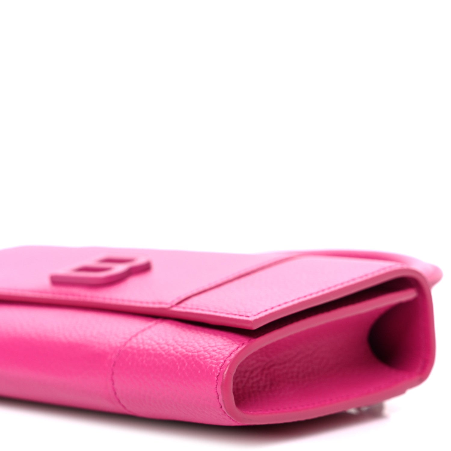 Balenciaga Grained Calfskin Tonal B Hourglass Top Handle Crossbody Phone Holder Fuchsia 10 of 10