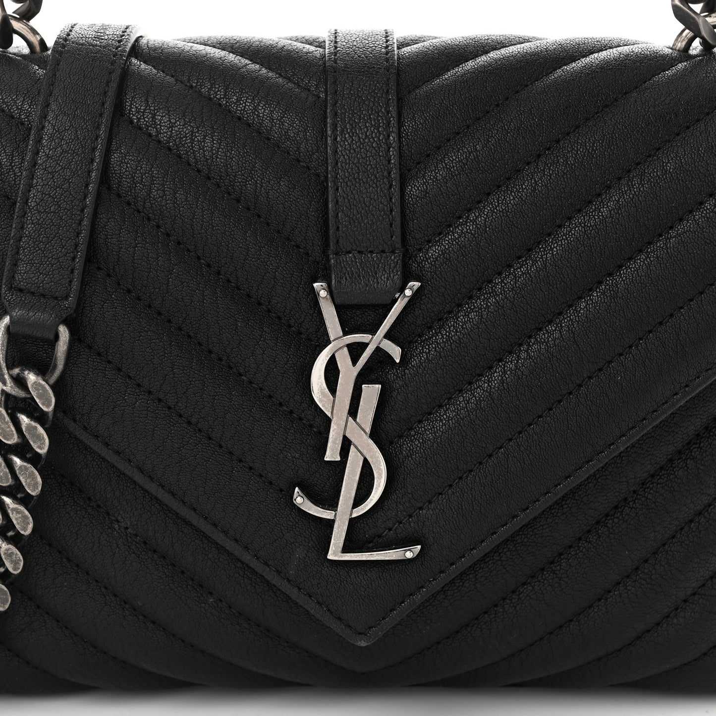 Sheepskin Matelasse Chevron Monogram Medium College Bag Black