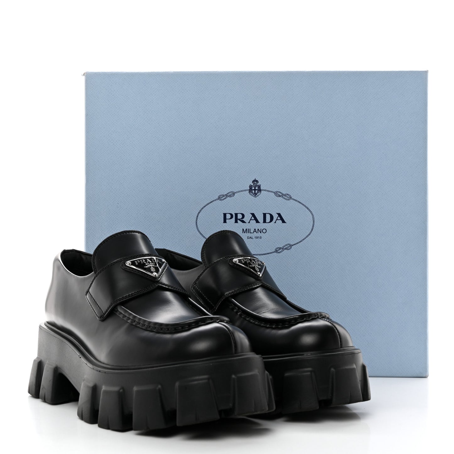 Spazzolato Rois Metal Triangle Logo Monolith 55mm Loafers 39 Black