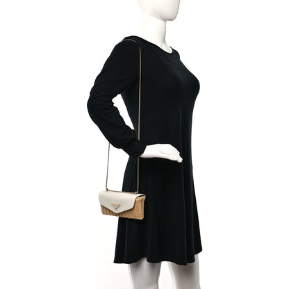 Prada Midollino City Calfskin Mini Bag Naturale White 2 of 11