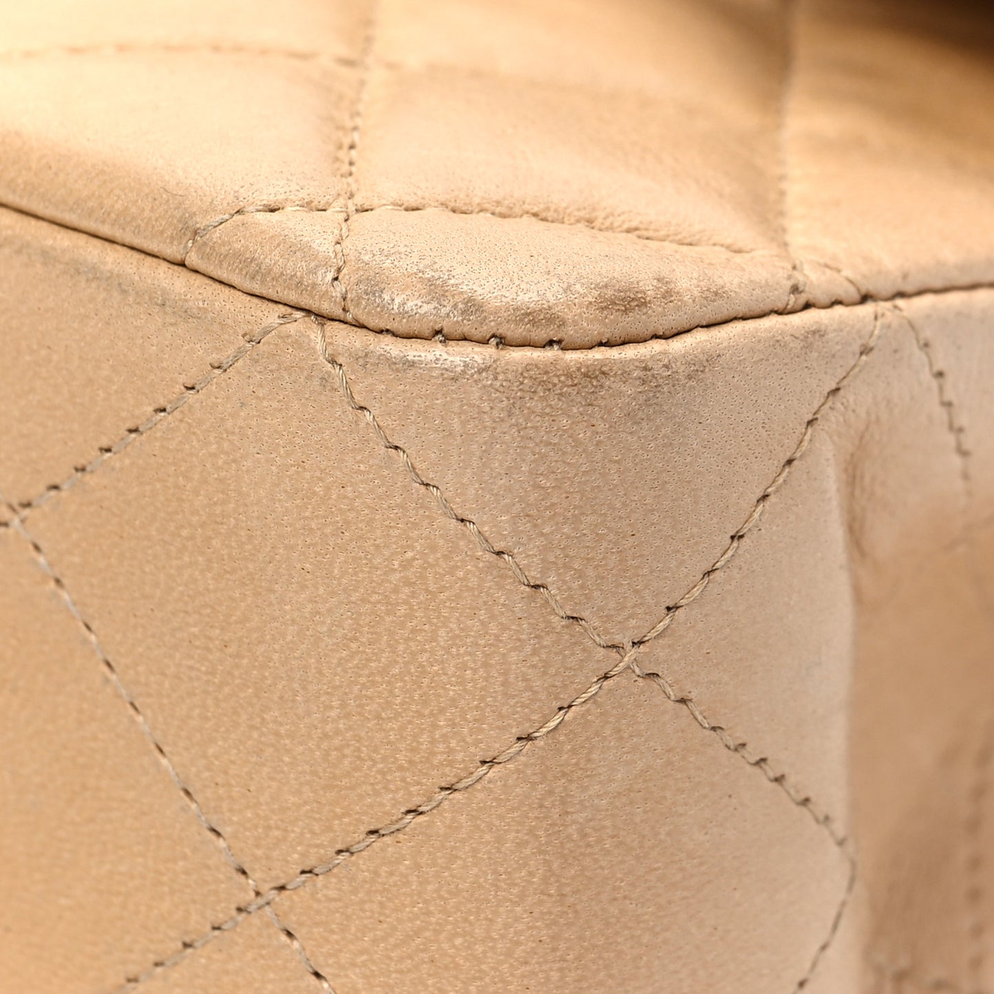 Lambskin Quilted Medium Double Flap Beige