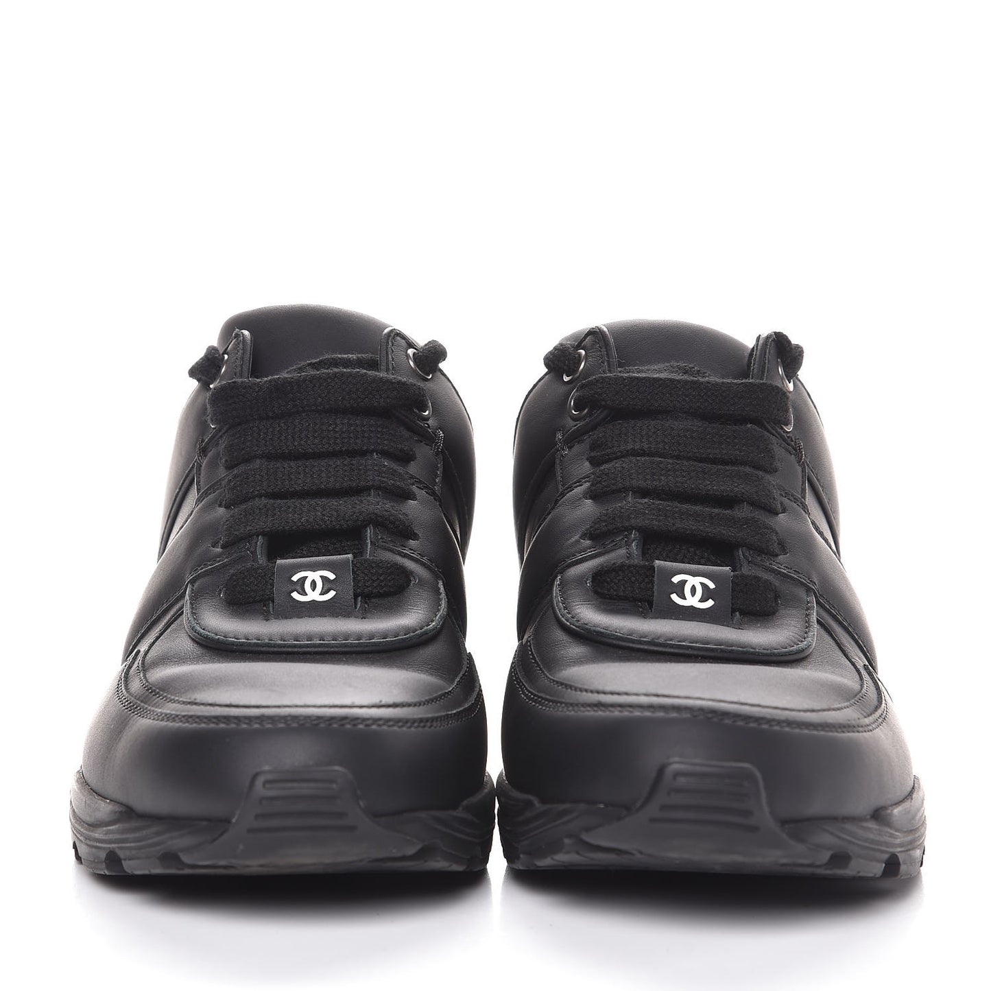 Calfskin Neoprene CC Sneakers 37.5 Black White
