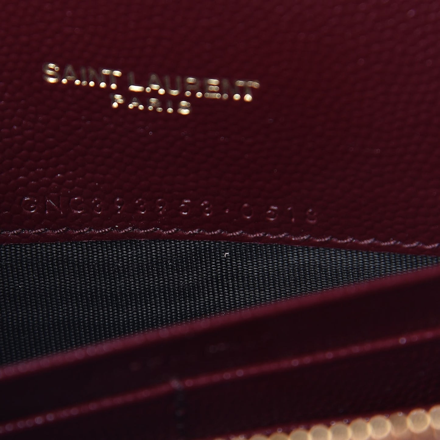 Grain De Poudre Matelasse Chevron Monogram Envelope Chain Wallet Rouge Legion