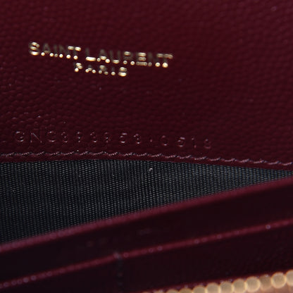 Saint Laurent Grain De Poudre Matelasse Chevron Monogram Envelope Chain Wallet Rouge Legion 9 of 11