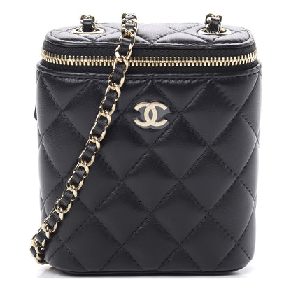 Chanel Lambskin Quilted Small Vertical Coco Beauty Vanity Case With Chain Black 1 of 11