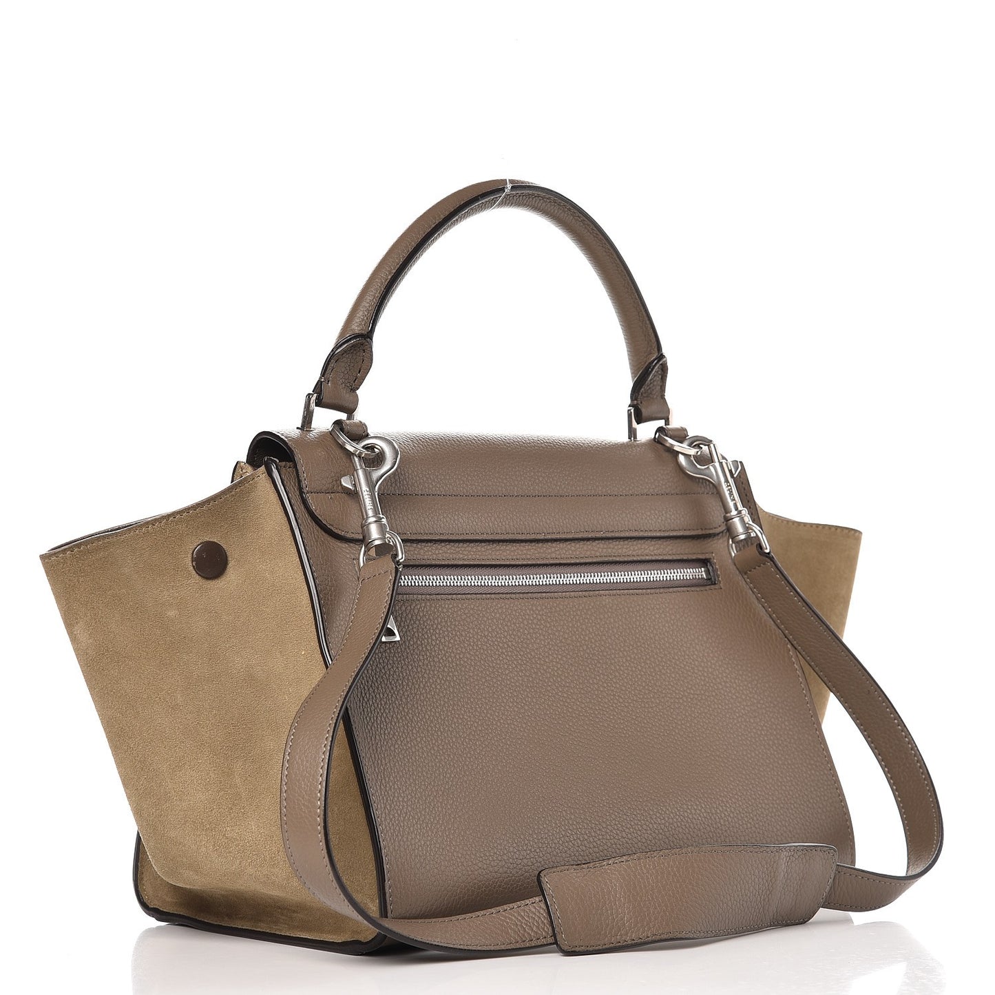 Drummed Calfskin Suede Small Trapeze Souris