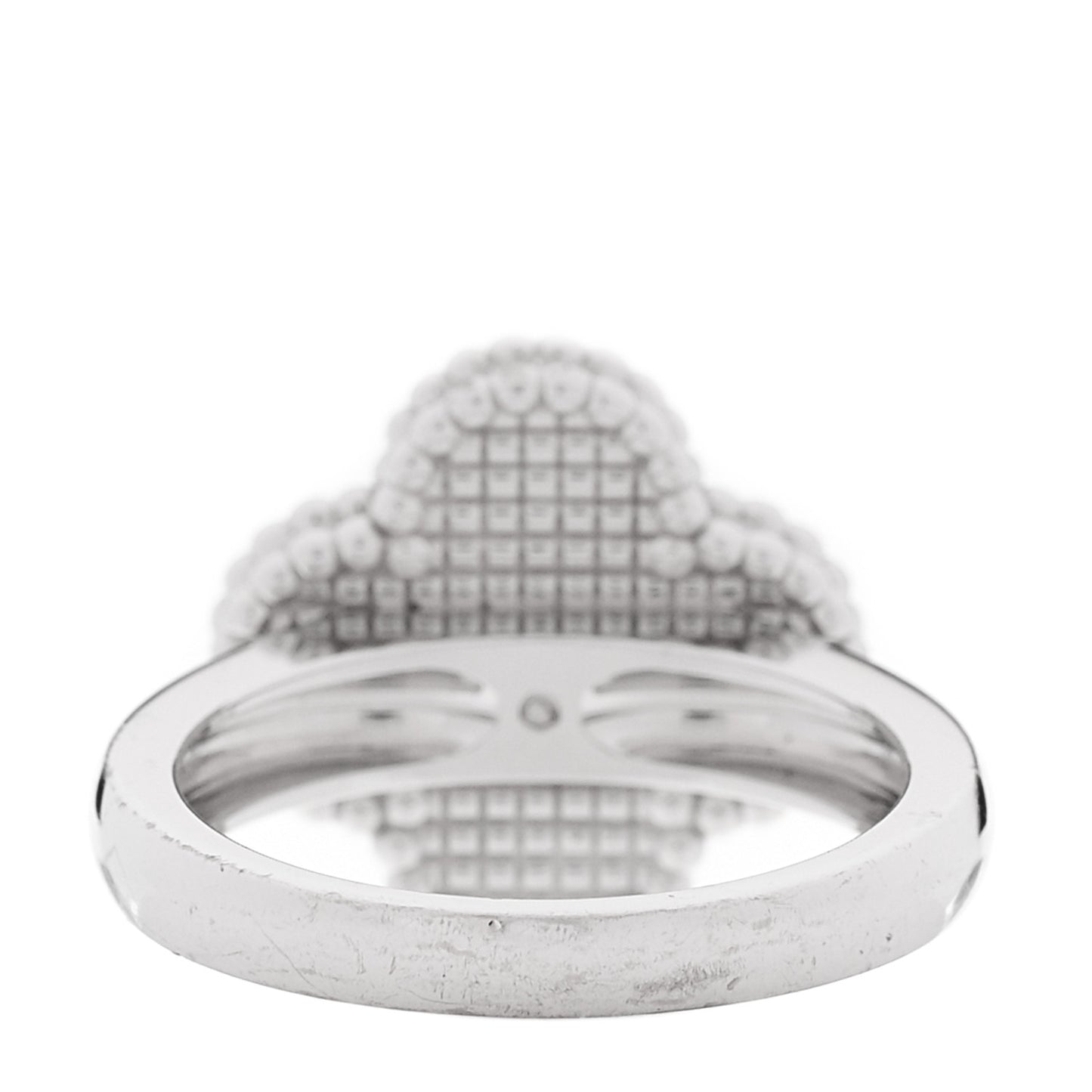 18K White Gold Diamond Mother of Pearl Vintage Alhambra Ring 50/5.25