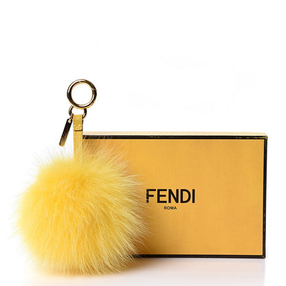 Fendi Fox Fur Pom Pom Bag Charm Yellow 5 of 5