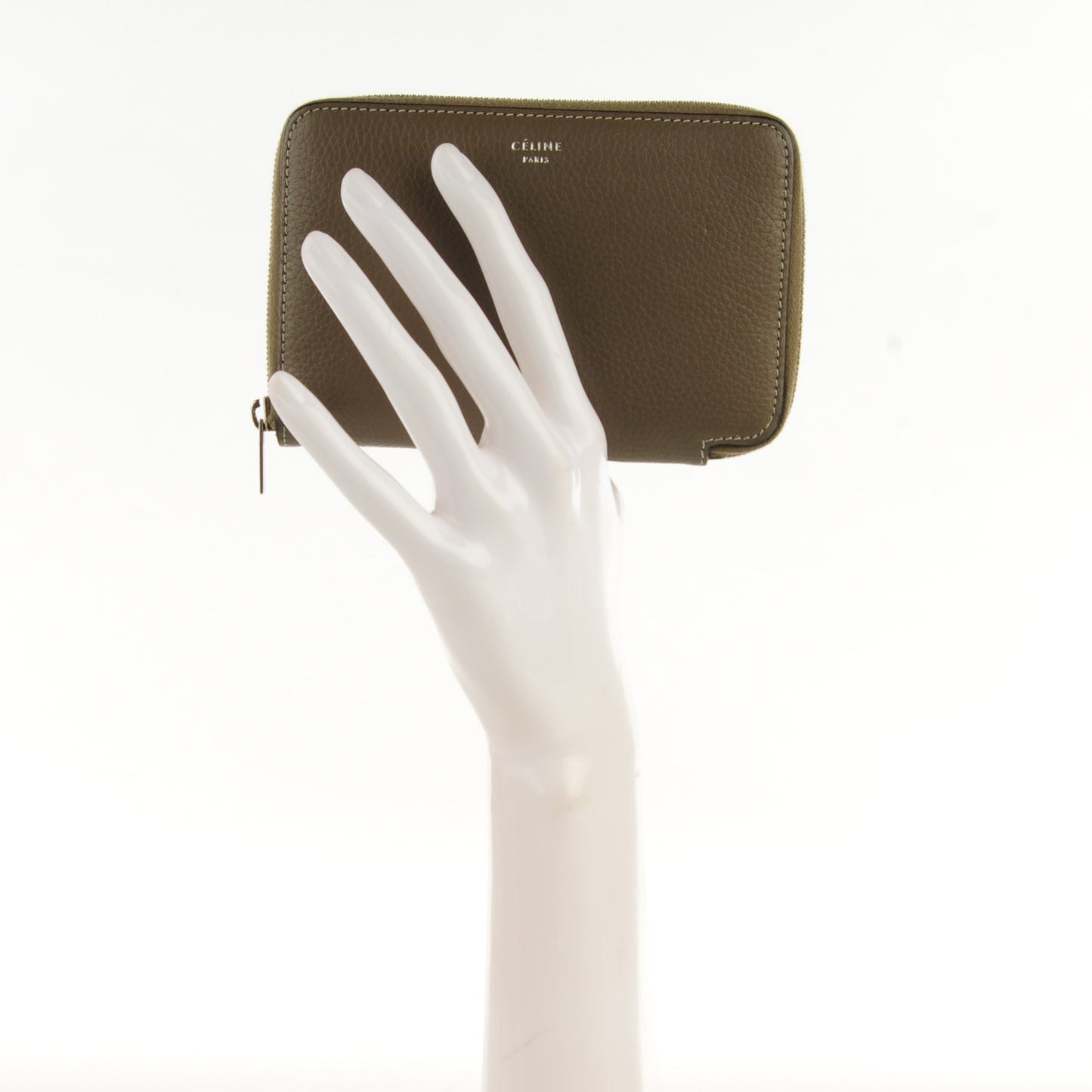 Drummed Calfskin Zip Around Wallet Souris