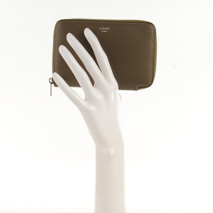 Celine Drummed Calfskin Zip Around Wallet Souris 2 of 9