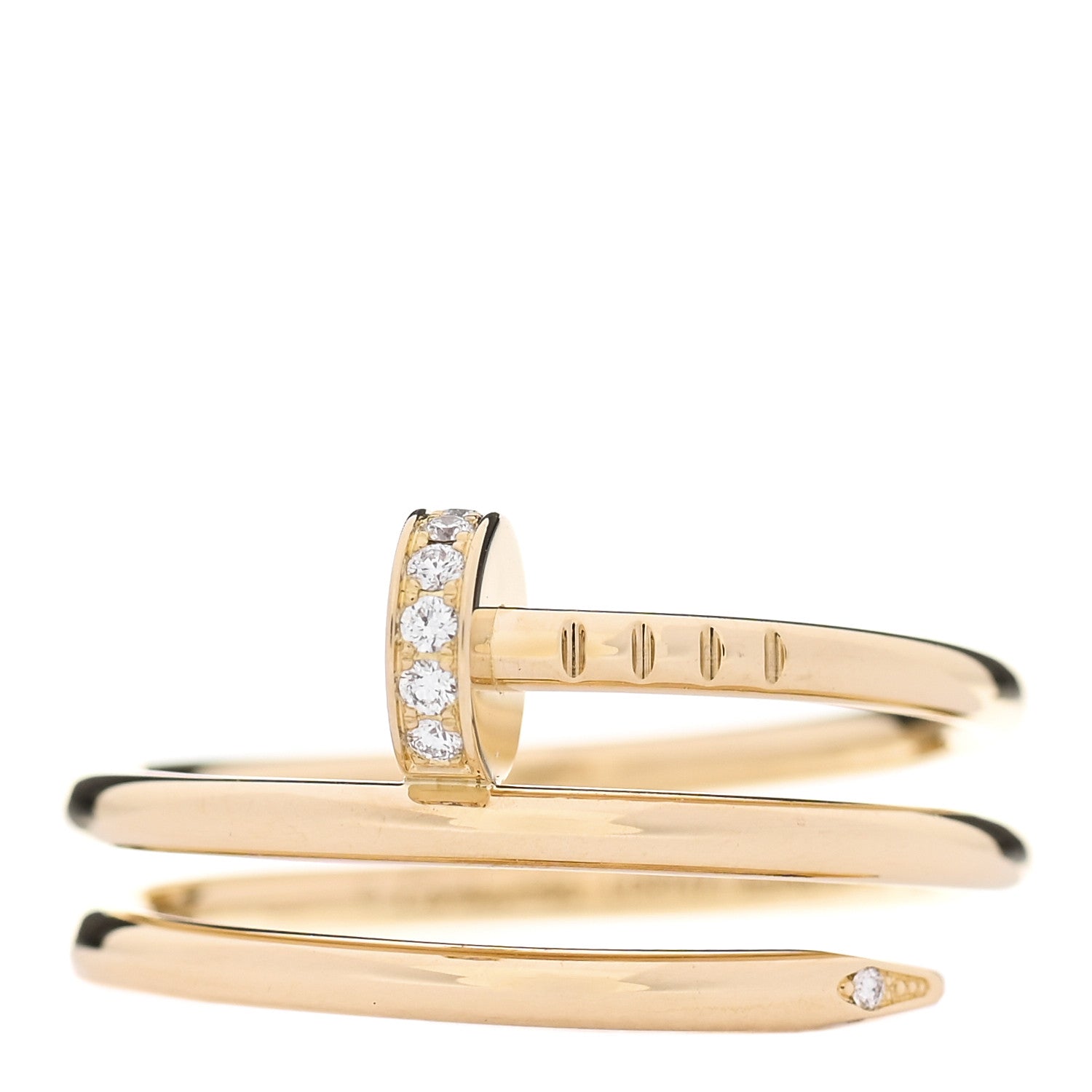Cartier 18K Yellow Gold Diamond Double Juste Un Clou Ring 55 7.25 1 of 5