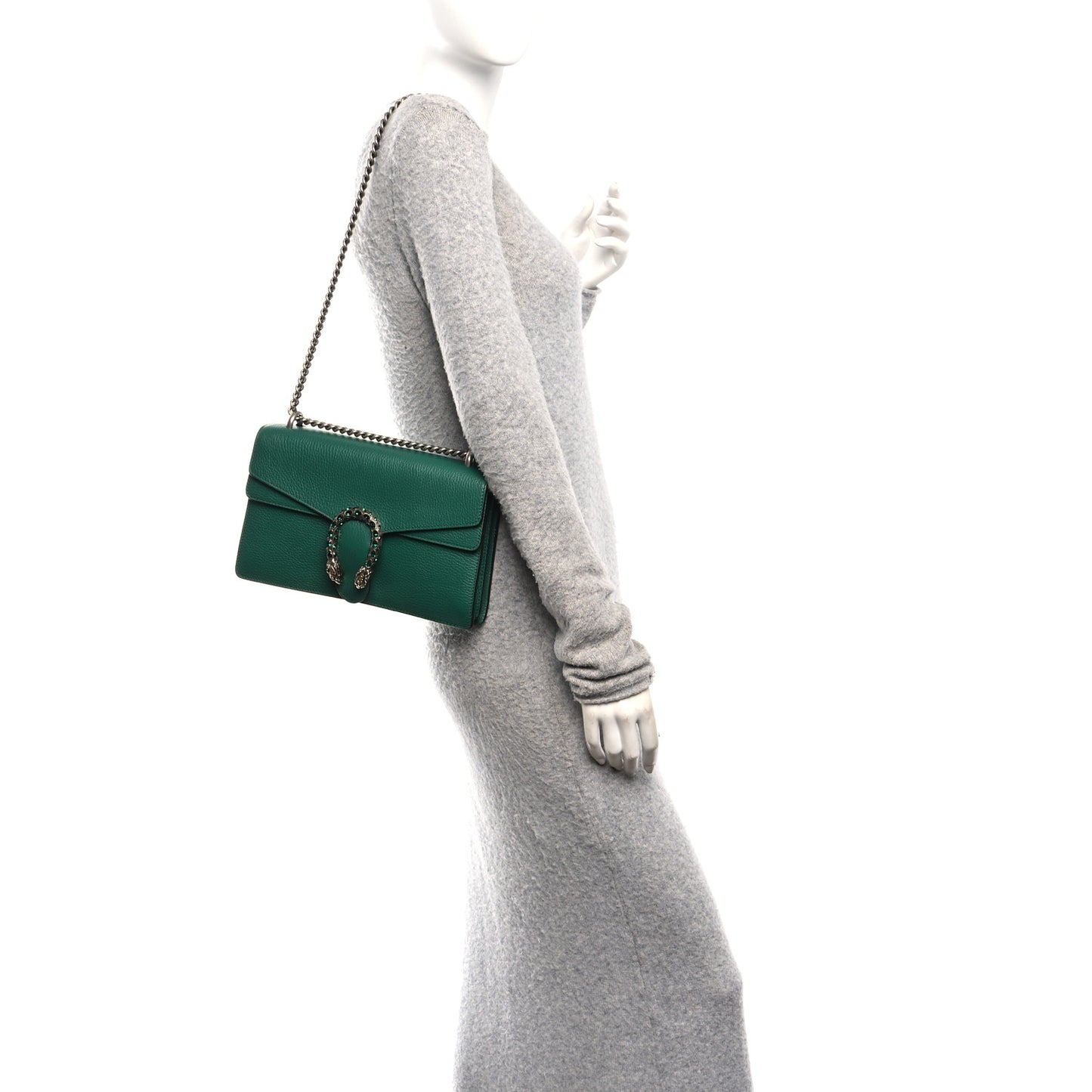 Pebbled Calfskin Small Dionysus Shoulder Bag Emerald