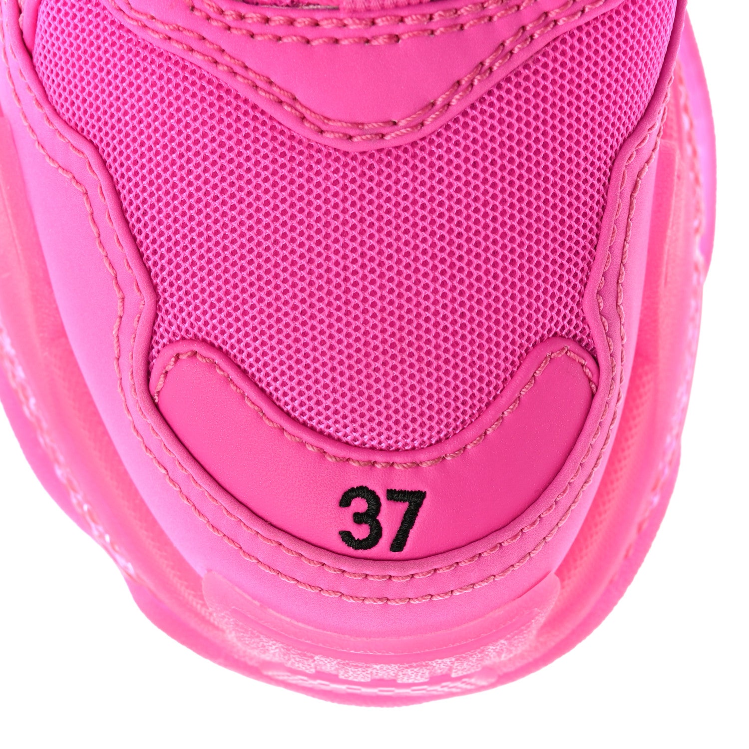 Balenciaga Fabric Mesh Clear Sole Fluo Womens Triple S Sneakers 37 Pink 9 of 11