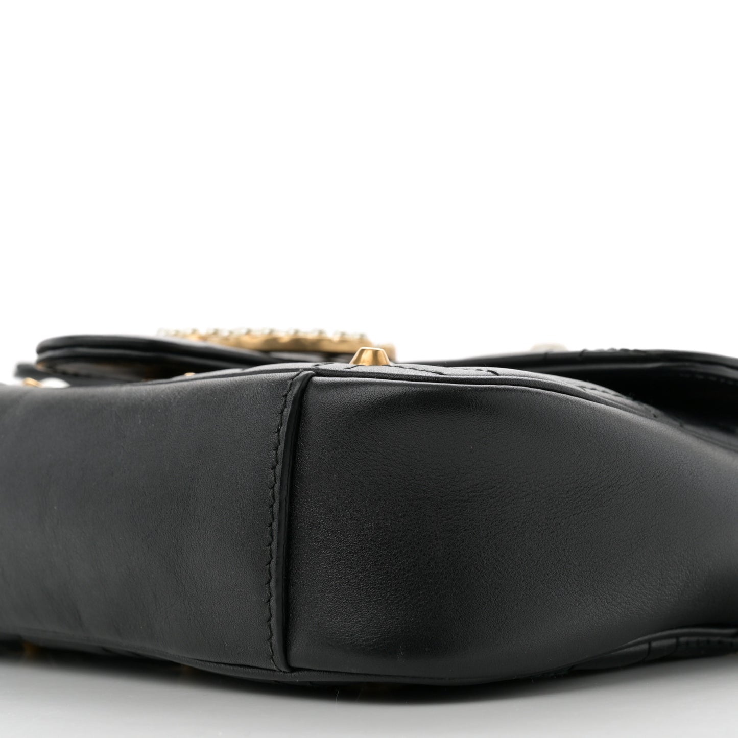 Calfskin Matelasse Studded Mini Pearly GG Marmont Shoulder Bag Black