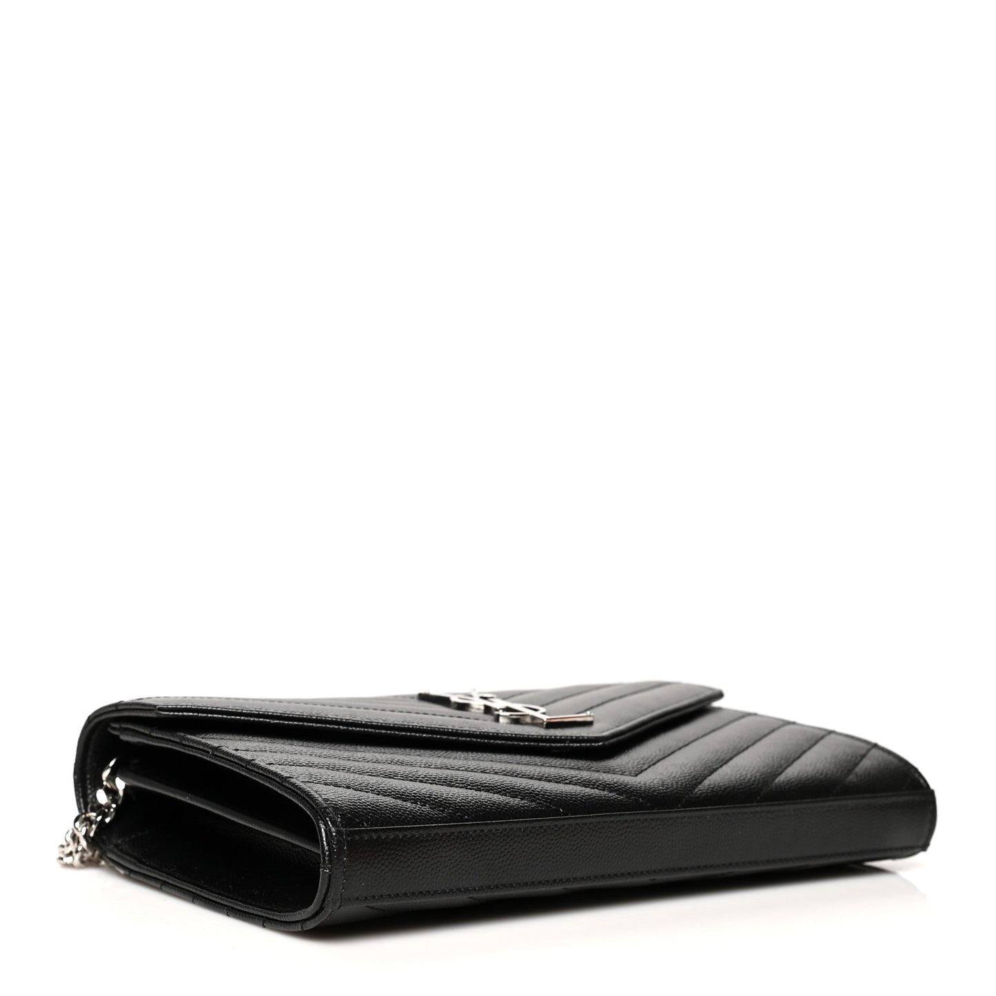 Grain De Poudre Matelasse Chevron Monogram Chain Wallet Black