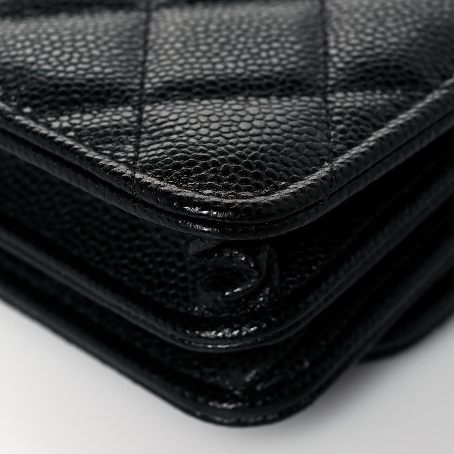 Caviar Quilted Mini Wallet On Chain WOC Black