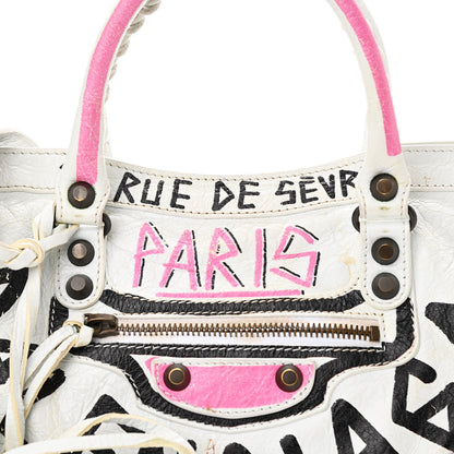 Balenciaga Agneau Graffiti All Over Classic Hardware S City White Multicolor 8 of 12