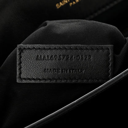 Saint Laurent Calfskin Crocodile Embossed Gaby Satchel Black 7 of 13