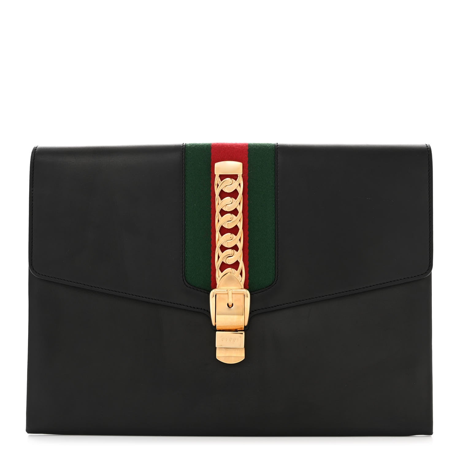 Gucci Calfskin Maxi Sylvie Clutch Black 1 of 11