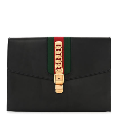 Gucci Calfskin Maxi Sylvie Clutch Black 1 of 11