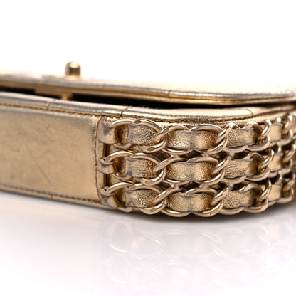 Chanel Metallic Lambskin Quilted Chocolate Bar 3 Chain Flap Gold 9 of 12