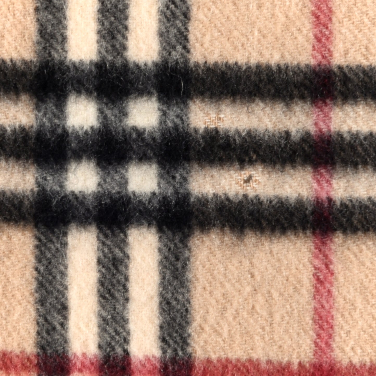 Cashmere Vintage Check Fringe Scarf Camel