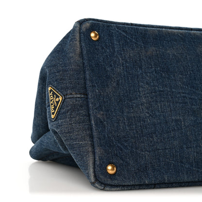 Prada Denim Canapa Logo Tote Bleu 9 of 13