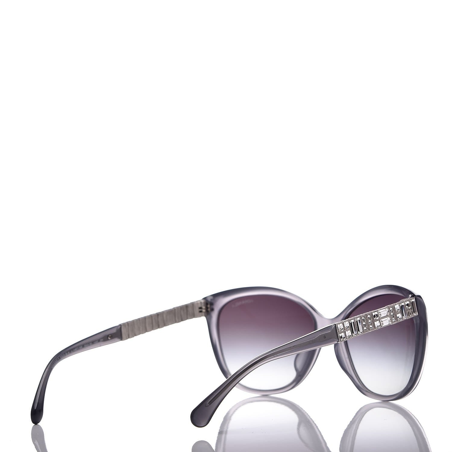 Chanel Crystal Baguette Cat Eye Sunglasses 5309-B-A Grey 4 of 8