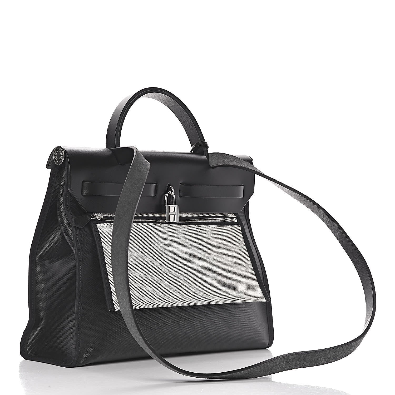 Hermes Toile H Berline Vache Hunter Herbag Zip PM 31 Black Ecru 4 of 18