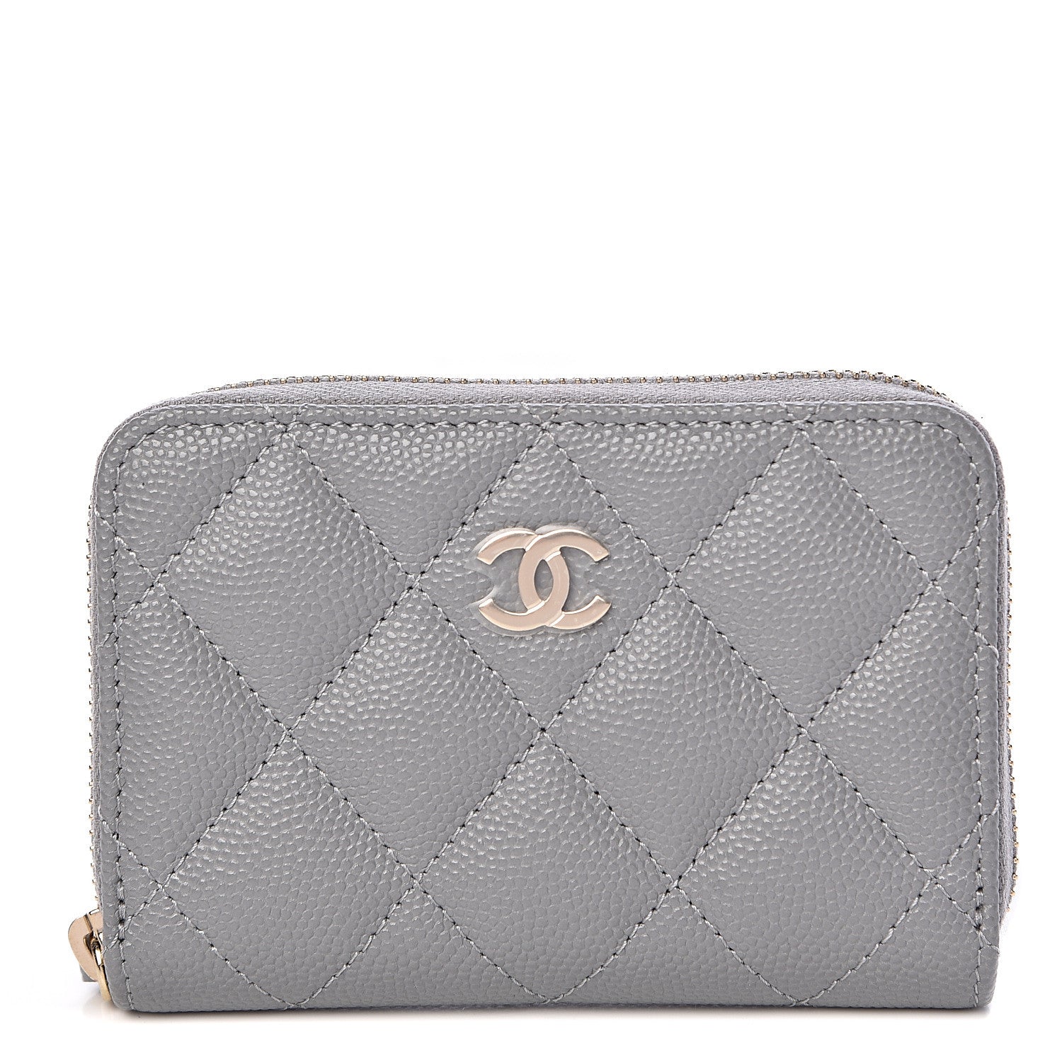 Chanel Caviar Quilted Zip Coin Purse Grey 1 of 8