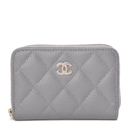 Chanel Caviar Quilted Zip Coin Purse Grey 1 of 8