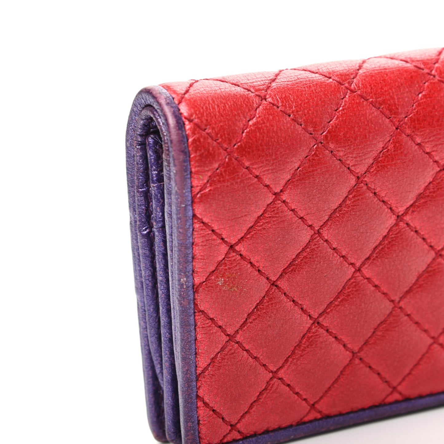 Laminated Nappa Trapuntata Zumi Card Case Rosso Fuxia Bizantin