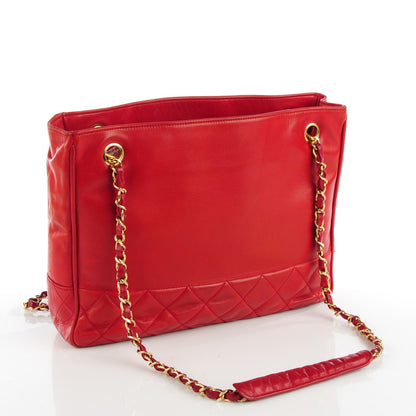 Chanel Lambskin Quilted Tote Red 3 of 8