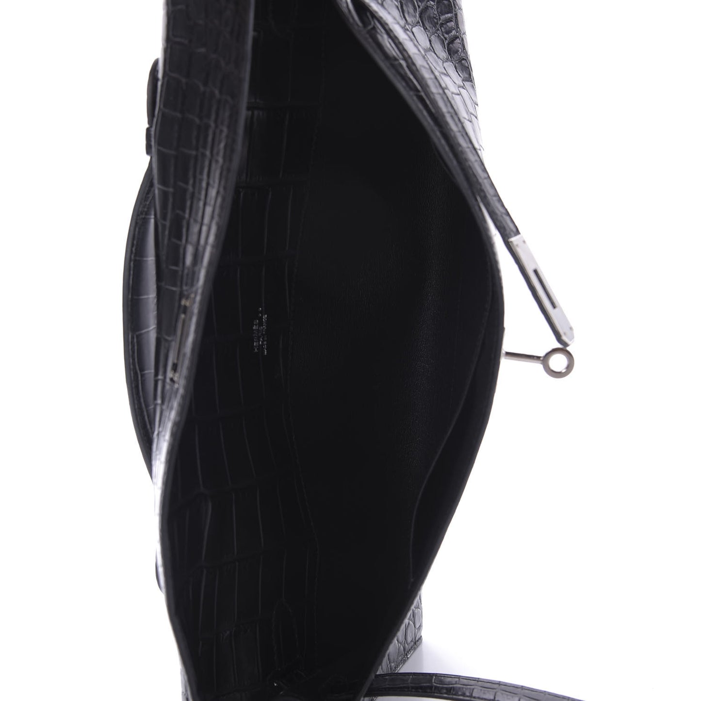 Matte Niloticus Crocodile Kelly Cut Pochette Black