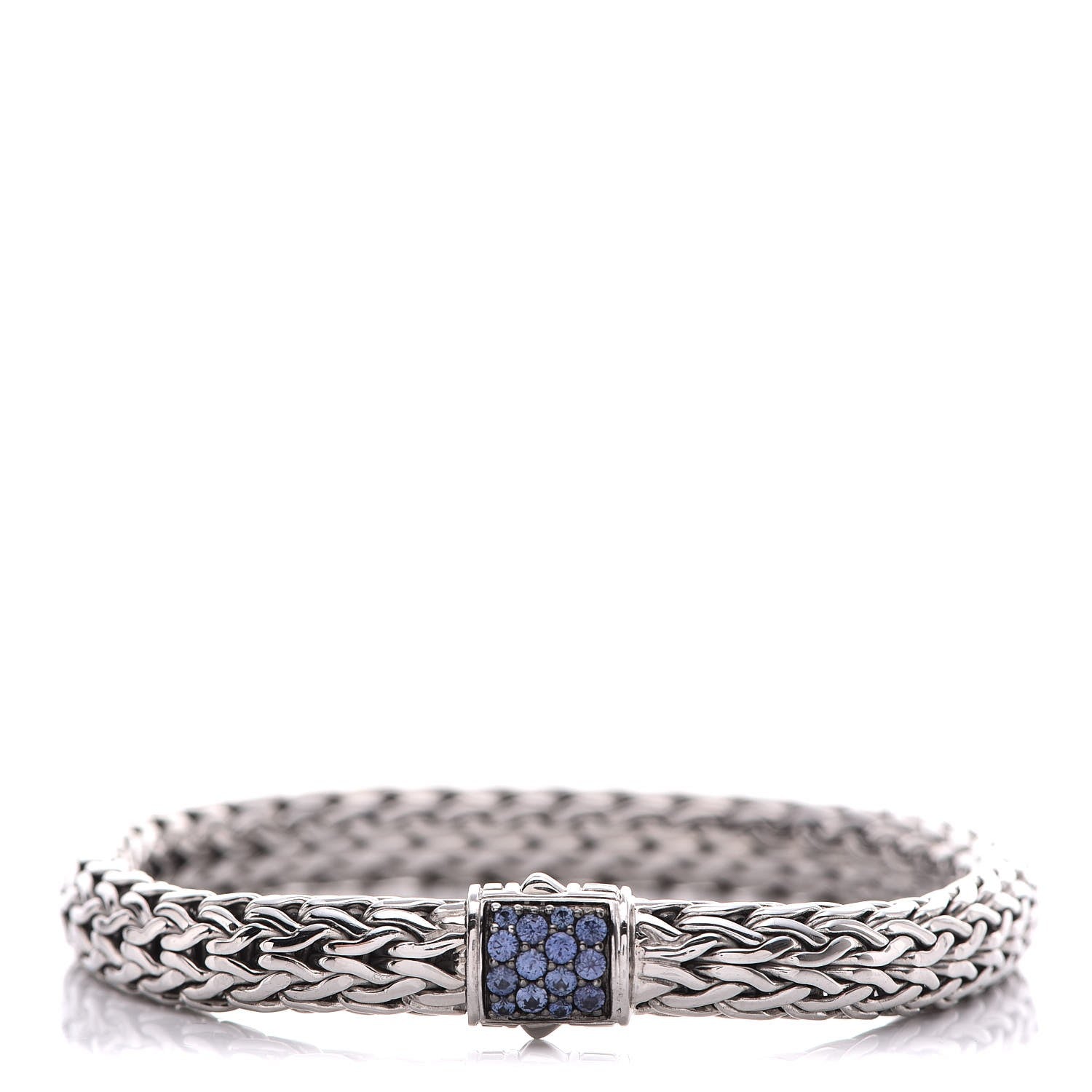 John Hardy Sterling Silver Blue Sapphire 7.5mm Classic Chain Bracelet M 1 of 6