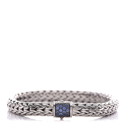 John Hardy Sterling Silver Blue Sapphire 7.5mm Classic Chain Bracelet M 1 of 6