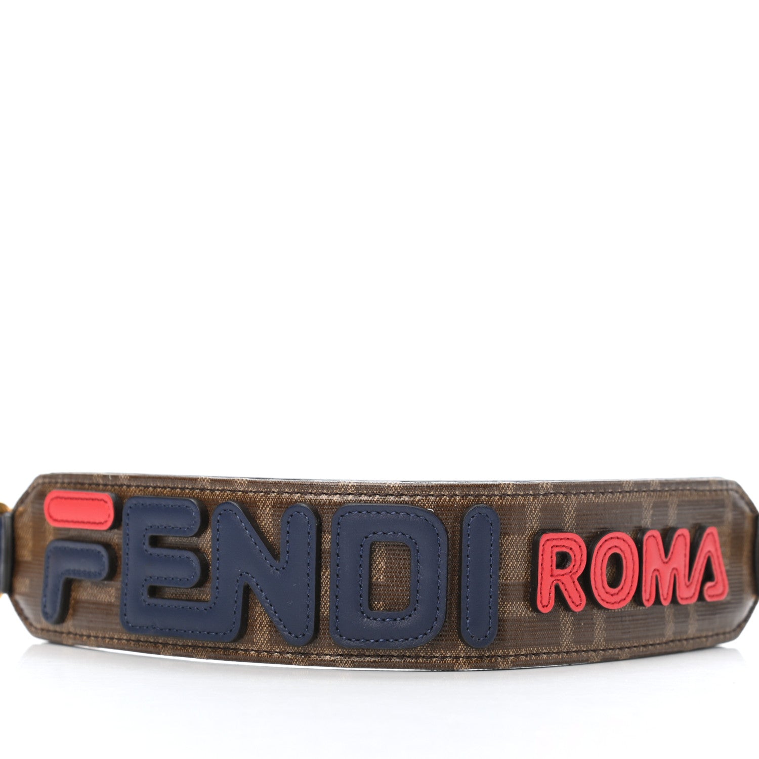 Fendi X FILA Glazed Fabric FF 1974 Mania Mini Strap You Mogano Panna Blueberry 5 of 5