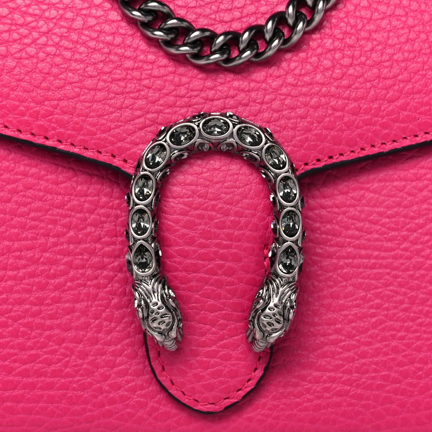Dollar Calfskin Crystal Mini Dionysus Chain Wallet Box Pink