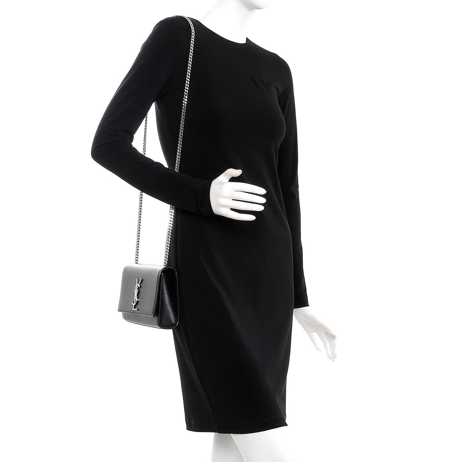 Saint Laurent Grain De Poudre Small Monogram Kate Satchel Black 2 of 7