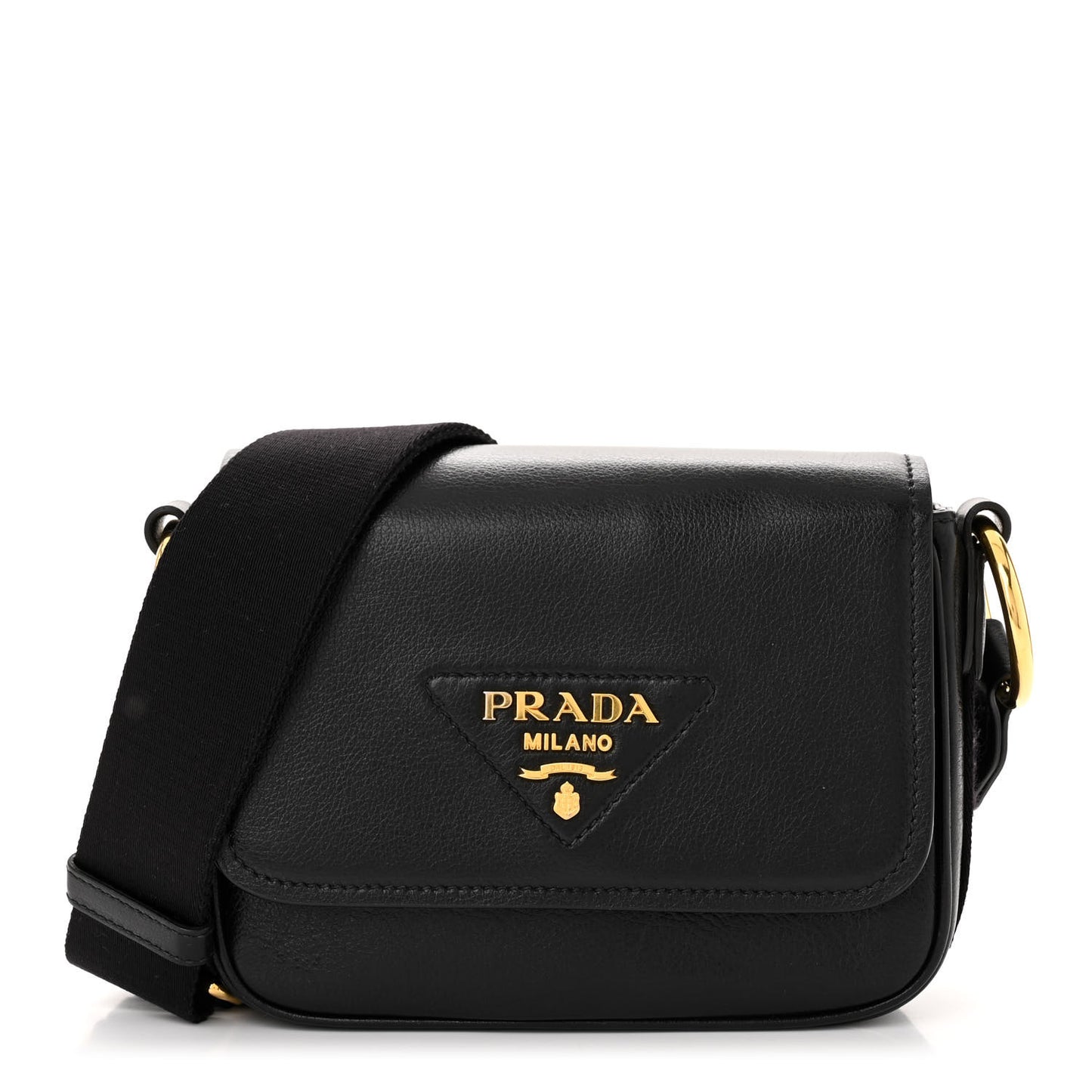 Glace Calfskin Shoulder Bag Black