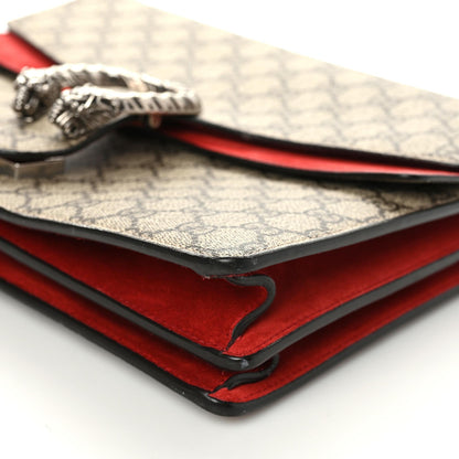 Gucci GG Supreme Monogram Suede Cudu Medium Dionysus Shoulder Bag Beige Ebony Vulcanic Red 6 of 13
