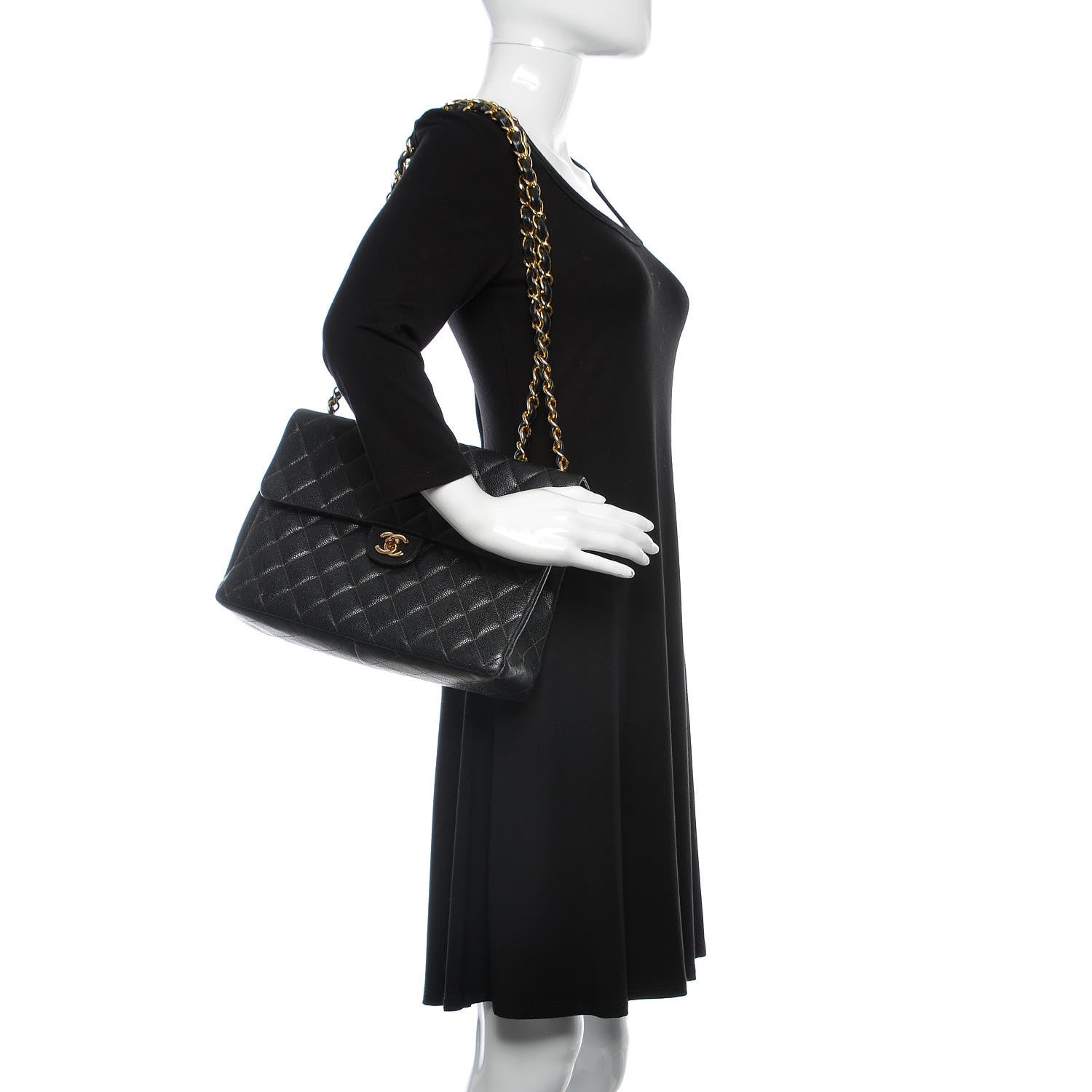 Chanel Caviar Quilted Jumbo Single Flap Black 2 of 20