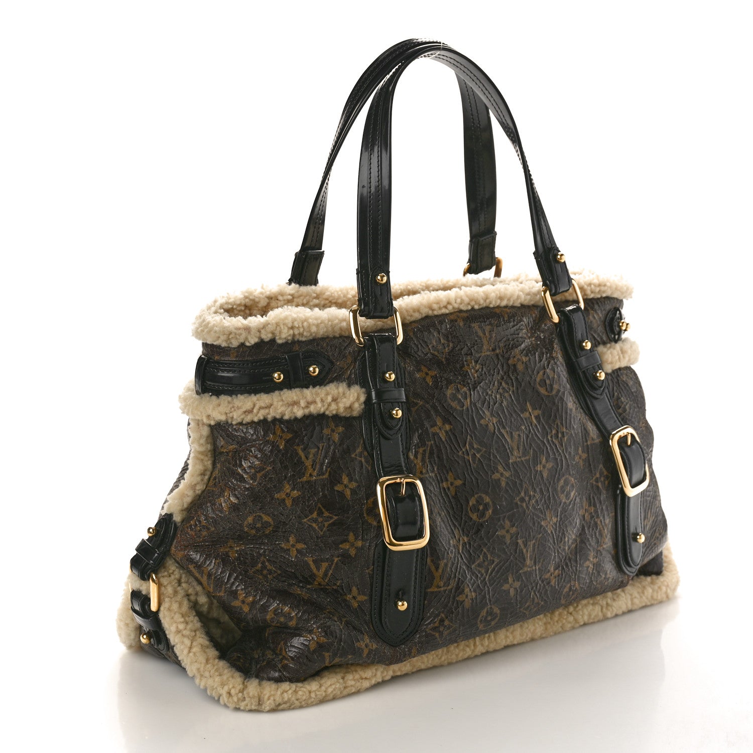 Louis Vuitton LOUIS VUITTON Patent Monogram Shearling Sac Thunder 3 of 9