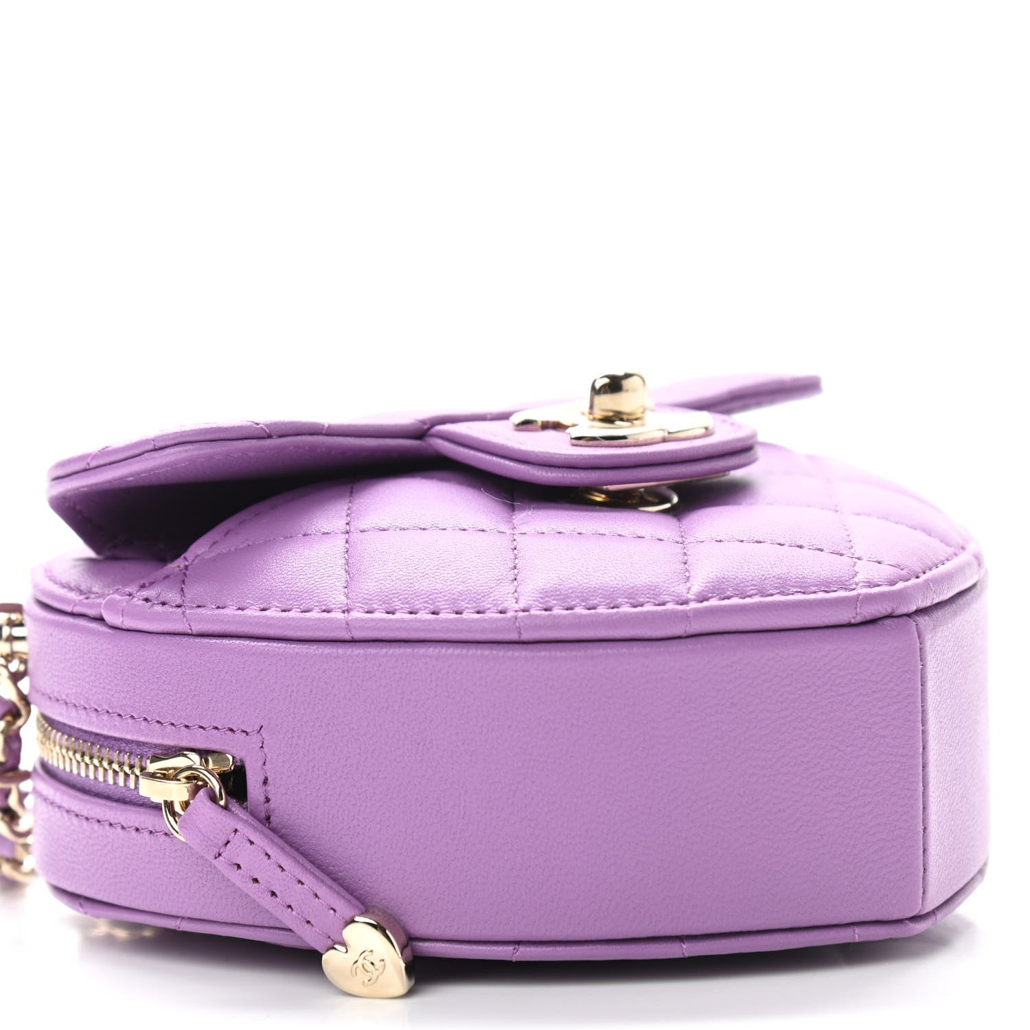 Chanel Lambskin Quilted CC In Love Heart Clutch With Chain Purple 9 of 11